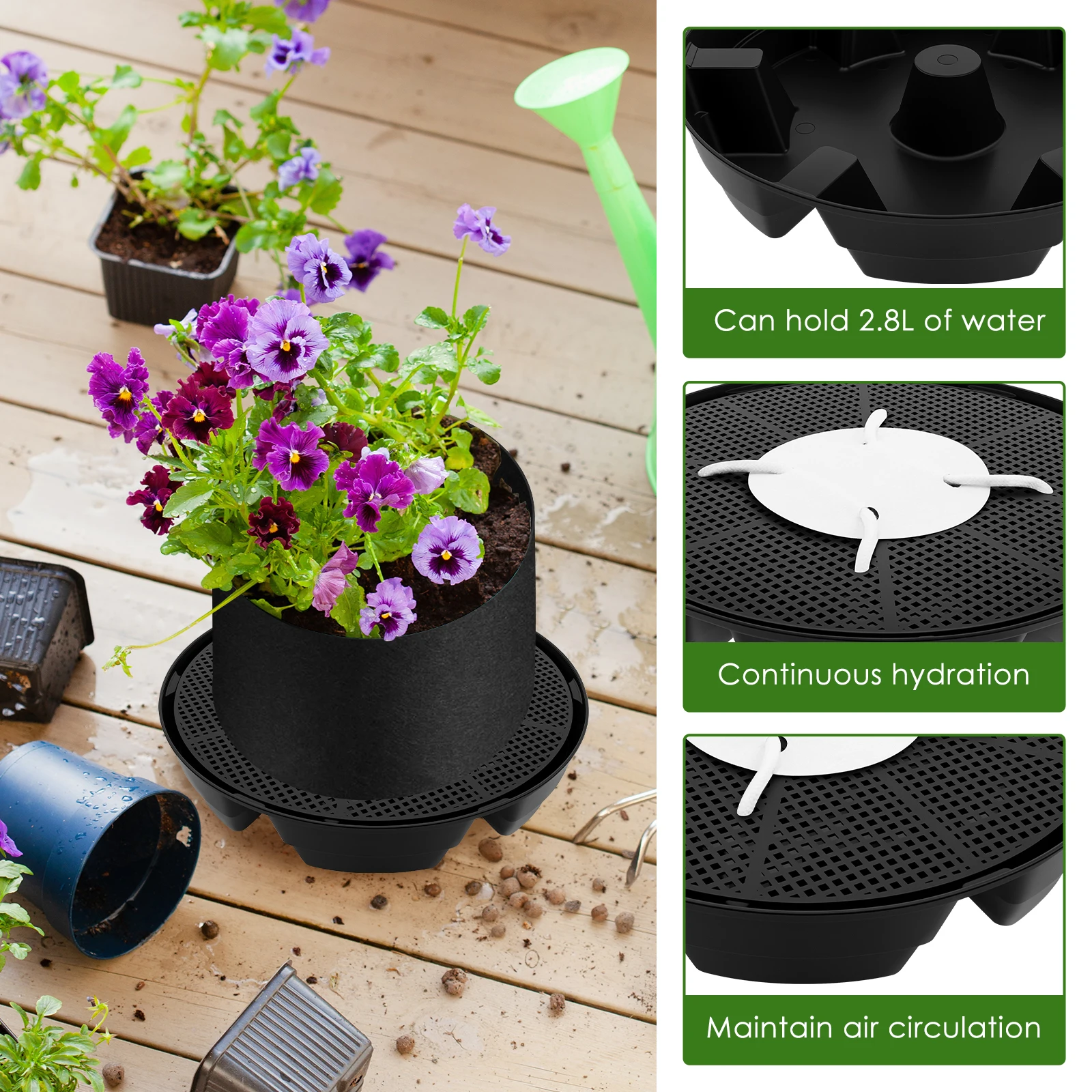 4 Buah Alas Pot Bunga 2.8L, Al - Drip Tray Saucer ulasan dan harga