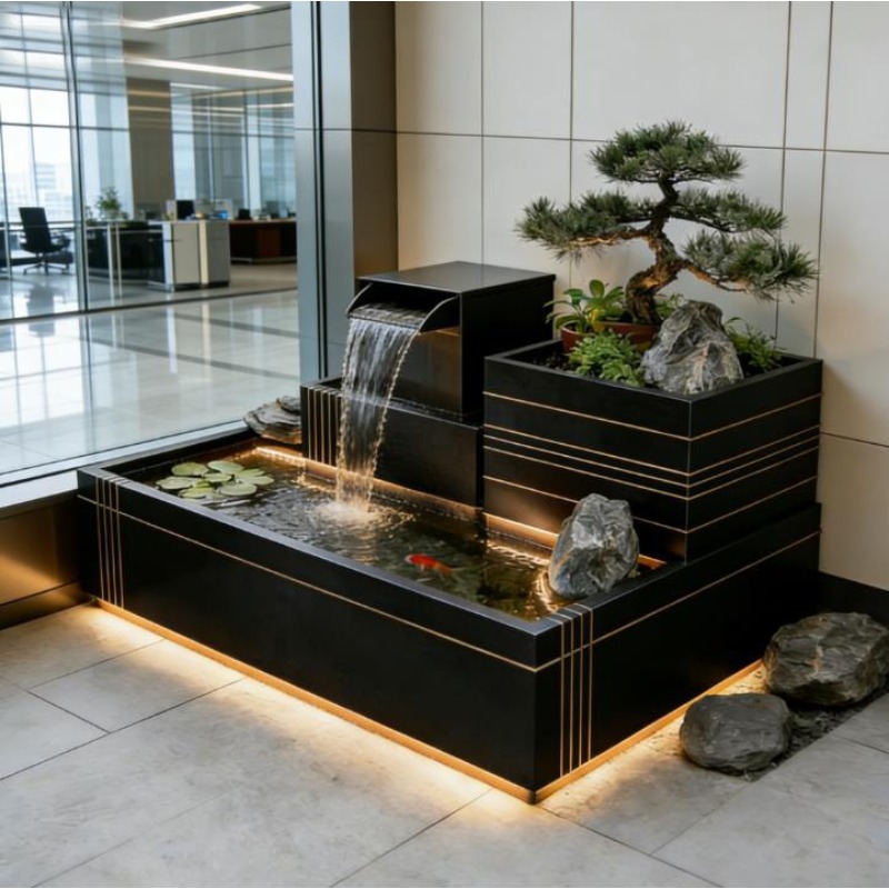 Fitur Air Terjun dari Baja Ant - Bonsai Garden With Koi Pond ulasan dan harga