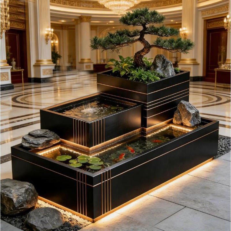 Fitur Air Terjun dari Baja Ant - Bonsai Garden With Koi Pond ulasan dan harga