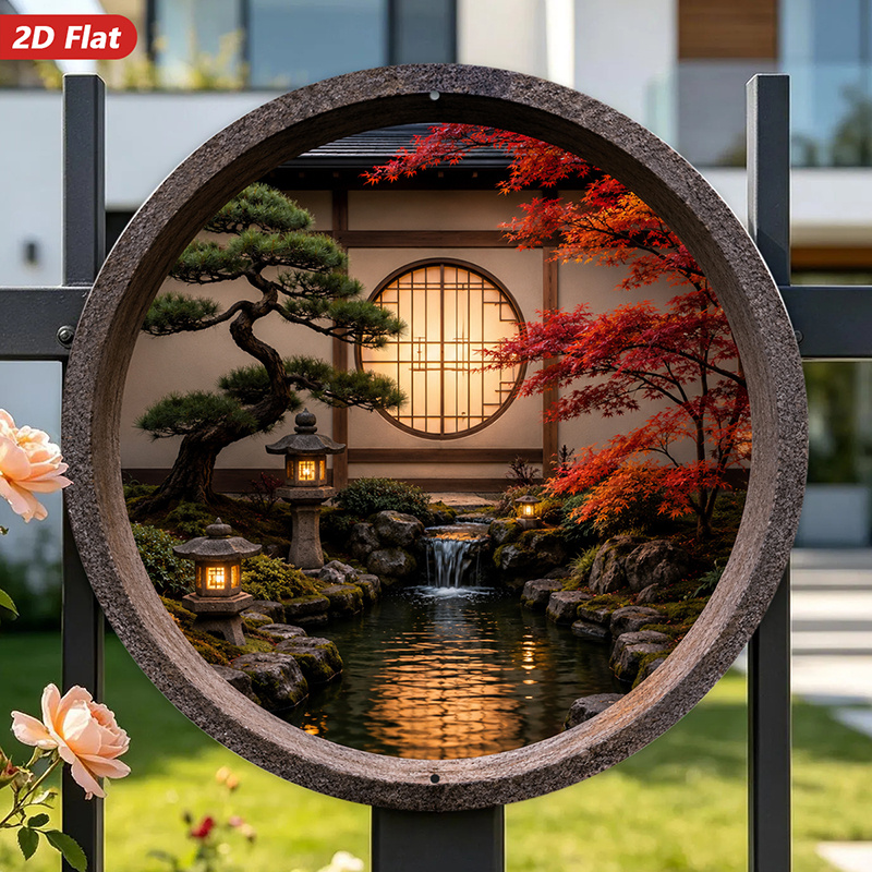 Dekorasi Dinding Logam Bulat 2 - Bonsai Garden Art ulasan dan harga
