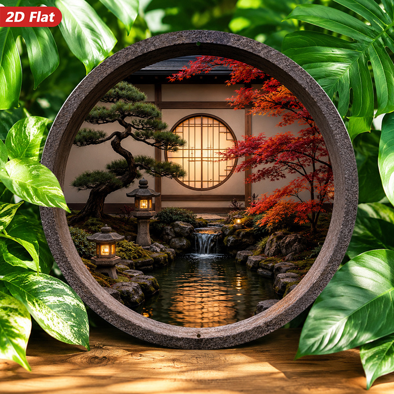 Dekorasi Dinding Logam Bulat 2 - Bonsai Garden Art ulasan dan harga