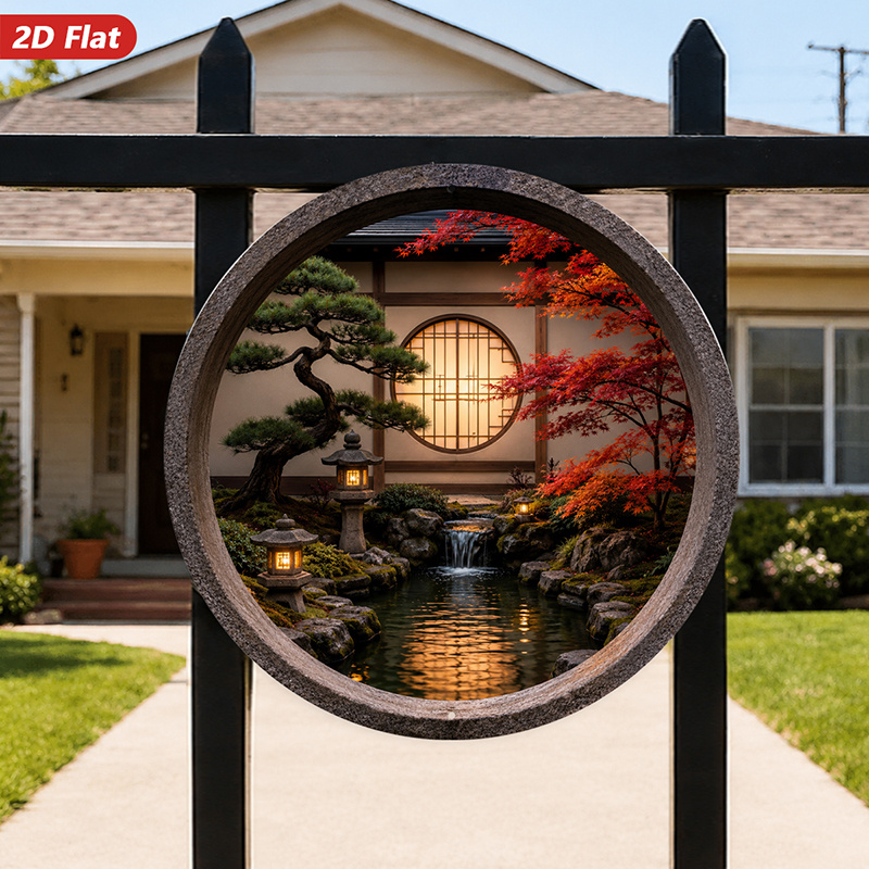 Dekorasi Dinding Logam Bulat 2 - Bonsai Garden Art ulasan dan harga